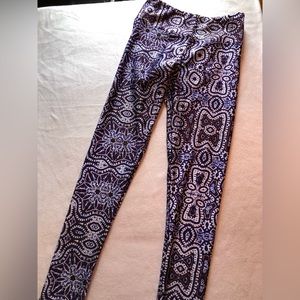 Goldsheep Mexican Tile Blue Indigo Full Length High Waist Yoga Leggings size L